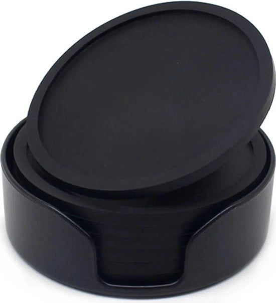 Set di 6 supporti circolari in silicone, resistente al calore e antiscivolo (nero).