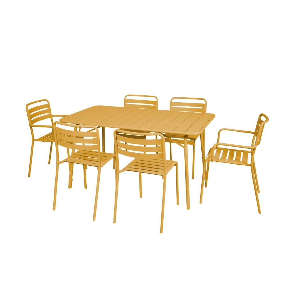 Set tavolo da giardino pieghevole in acciaio con 2 poltrone e 4 sedie,