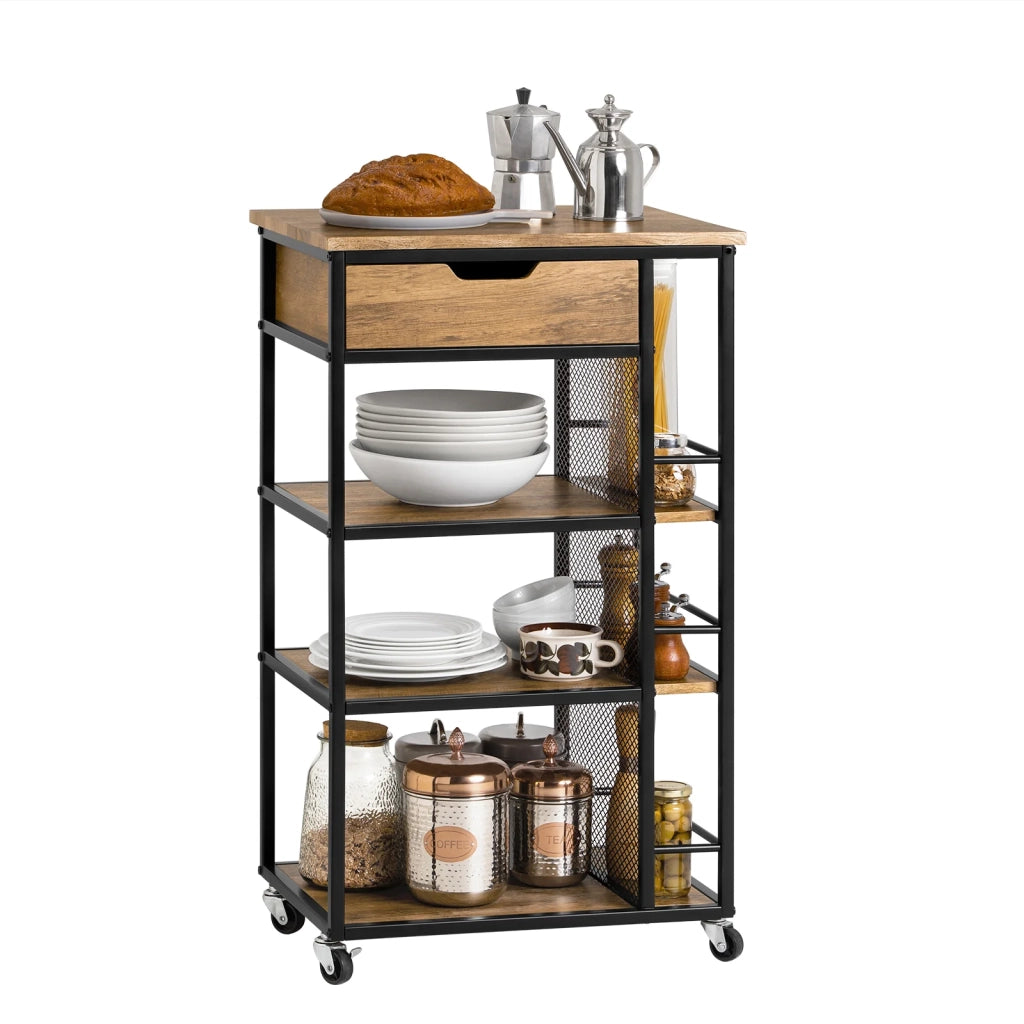 Carrello da portata con 6 ripiani e 1 cassetto Carrello laterale Carrellino da cucina con ruote FKW99-N