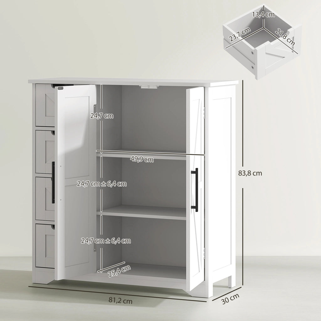 Mobile da bagno con cassetti e ante ¨C Minimal ¨C bianco 81.2x30x83.8 cm