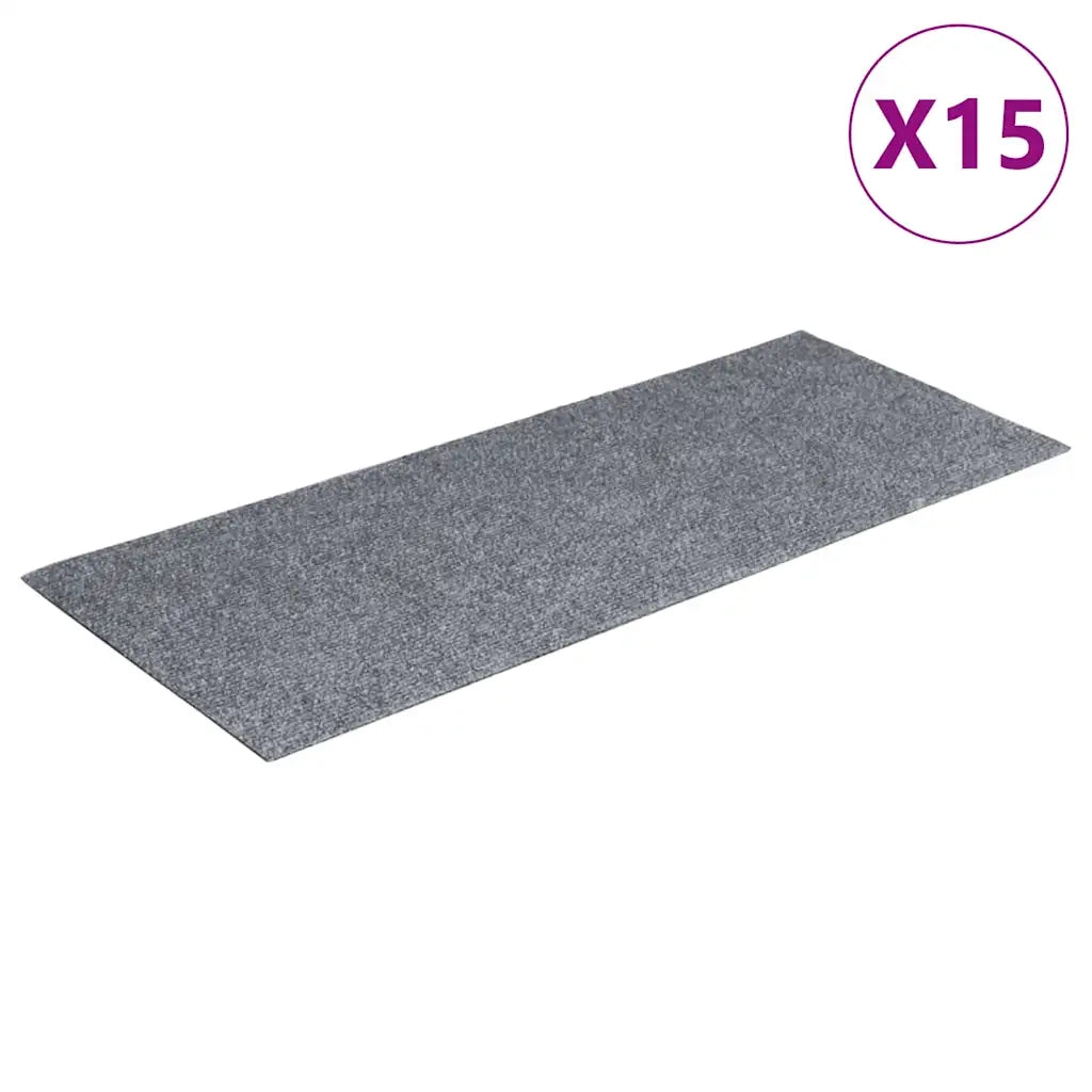 Tappetini per scale autoadesivi 15 pz 60x25 cm grigio chiaro rettangolari 326915
