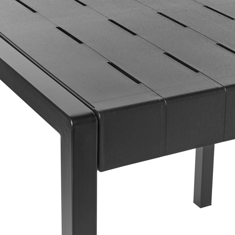 Tavolo da pranzo da giardino Telaio sintetico nero 4 posti resistente alle intemperie Patio esterno