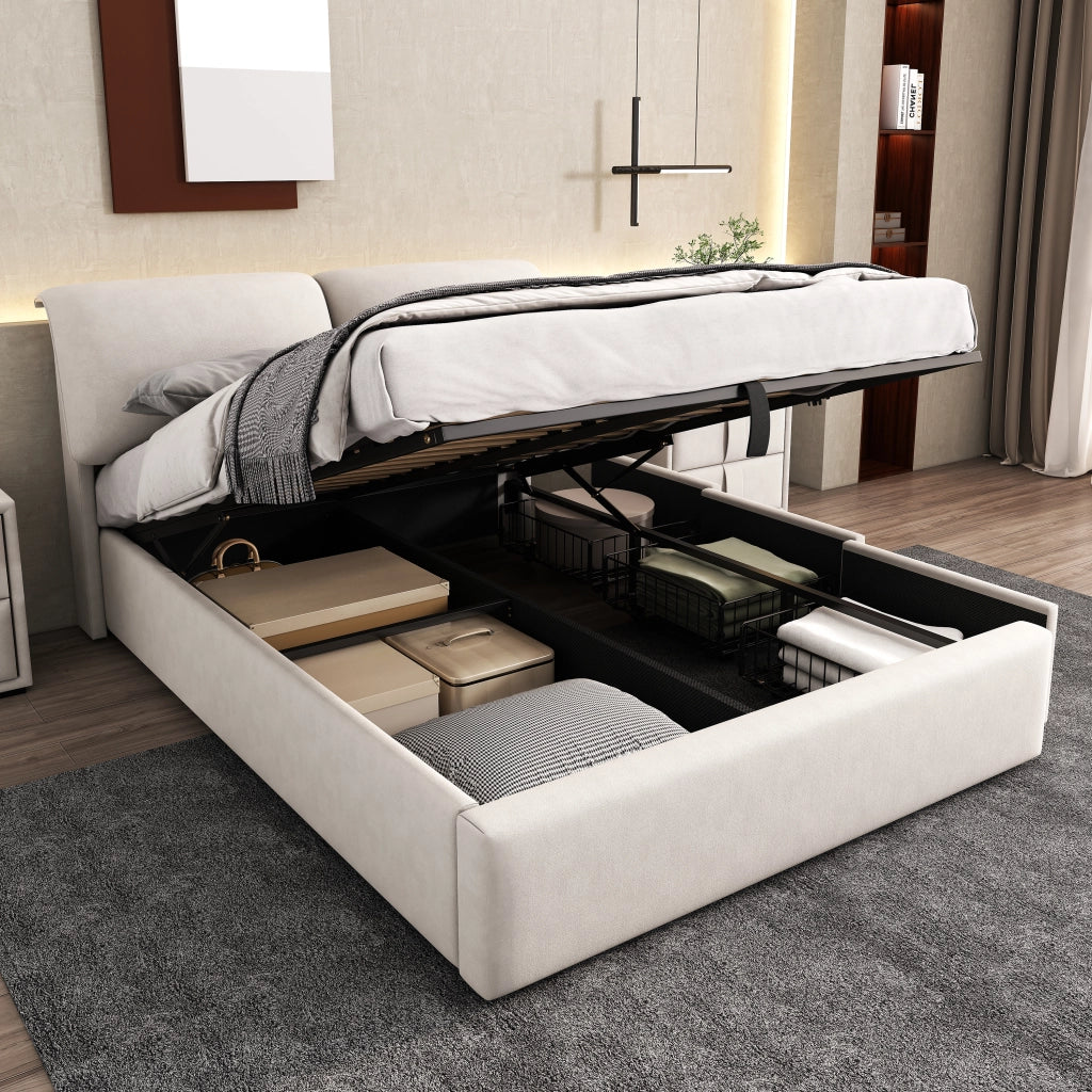 letto imbottito velluto beige 140 x 200 cm