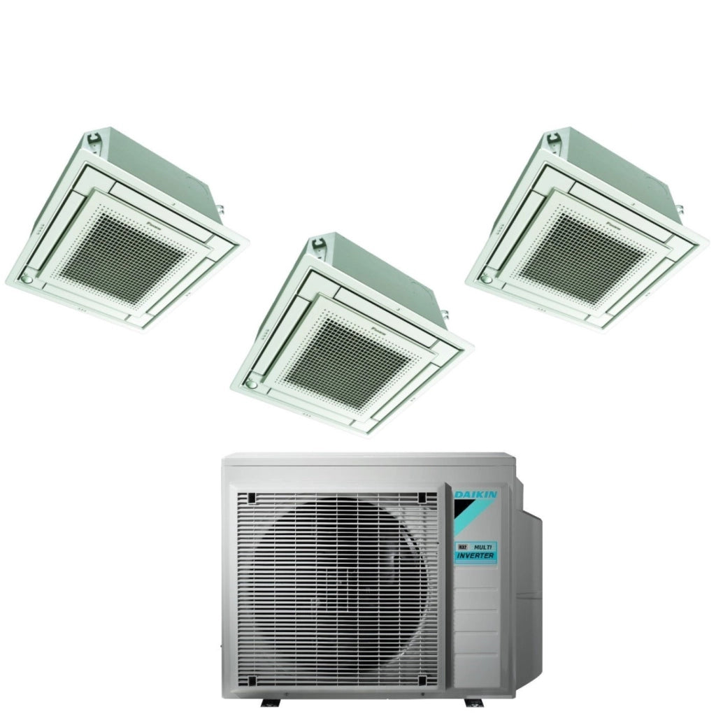 Climatizzatore Condizionatore Daikin Bluevolution Inverter Trial Split a Cassetta FFA-A 9+9+9 con 3MXM68N R-32 Wi-Fi Optional con Comando a Filo e Griglia Bianca 9000+9000+9000 - Garanzia Italiana