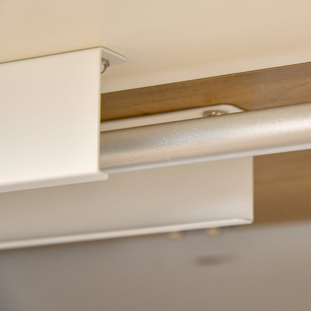 Scrivania elettrica per computer, scrivania regolabile in altezza, struttura del tavolo con motore, metallo, naturale+bianco