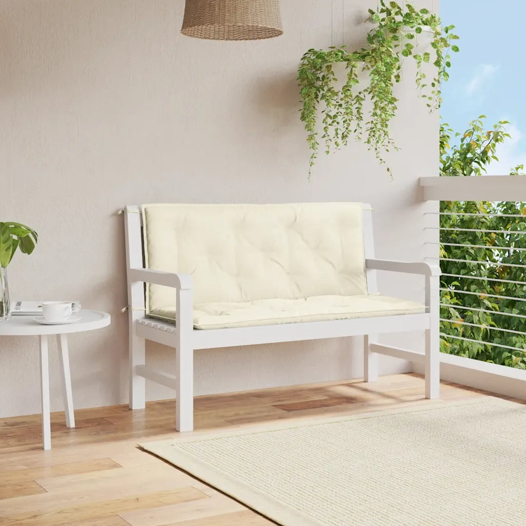 Cuscino per Panca | Cuscini per sedie Bianco Crema 120x(50+50)x7cm Tessuto Oxford