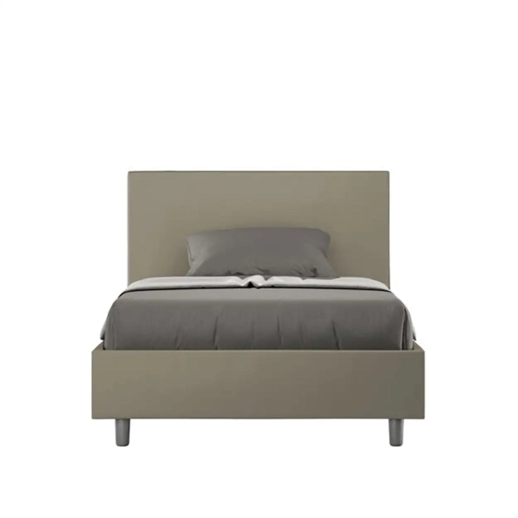 Letto una piazza e mezza contenitore imbottito 120x200 similpelle cappuccino Adele
