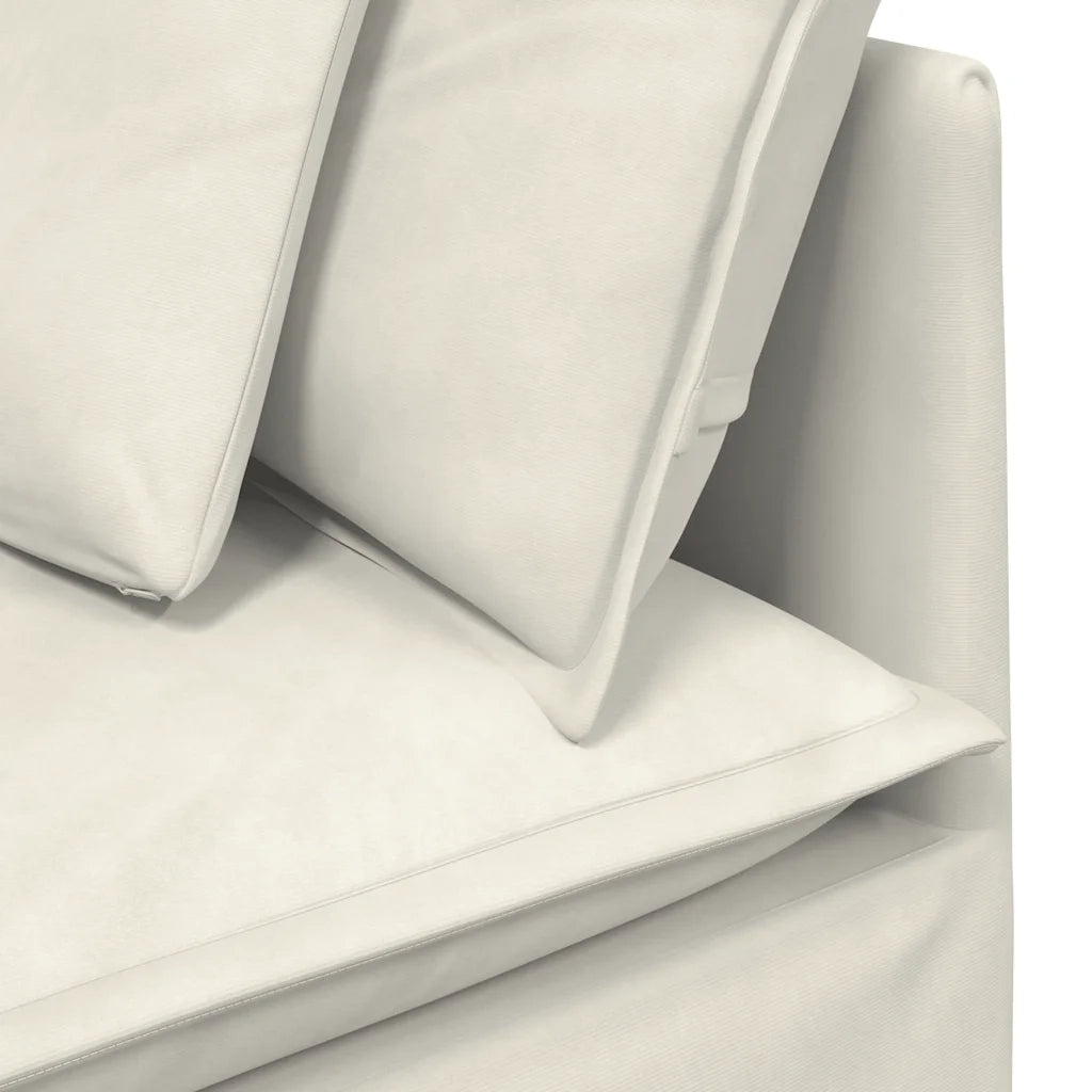 Divano Modulare con Cuscini in Velluto Crema 3321256