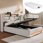 letto imbottito lino beige 90 x 200 cm