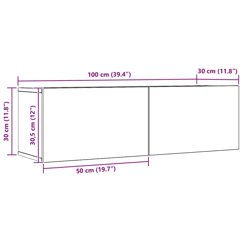 Mobili TV a Parete 2pz Rovere Artigianale 100x30x30 cm 857018