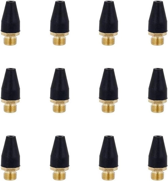 12 pezzi di leggera gomma nera per strumenti per l'aria per pistola a boccia per l'aria con punta per accessori per pistole per l'aria per gonfiare palloni, palle da basket e biciclette.