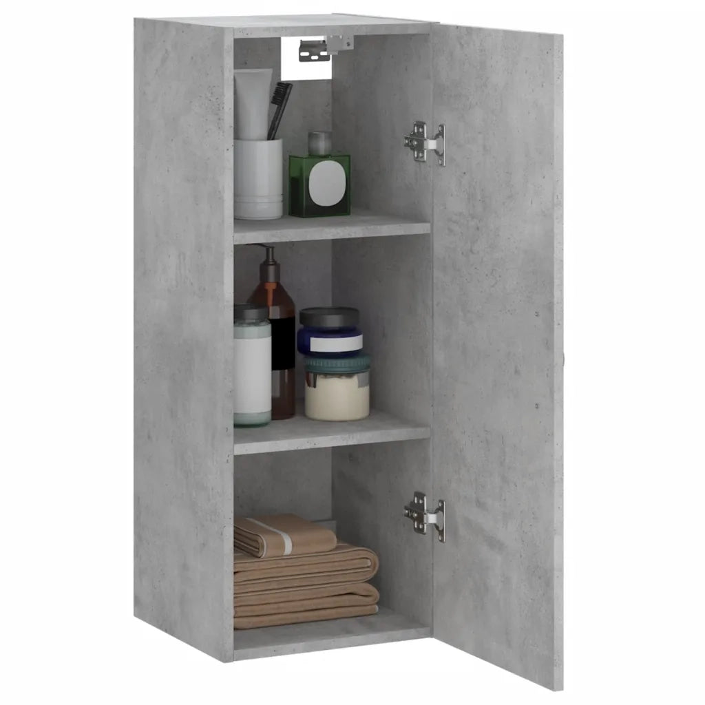 Mobile a Parete Grigio Cemento 34,5x34x90 cm Legno Multistrato 834998