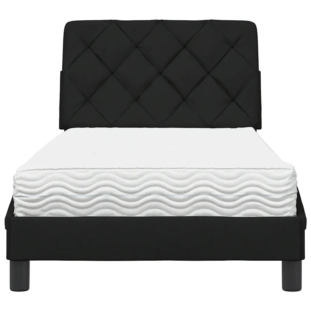 Letto con Materasso-Struttura Letto con Materasso Nero 90x200 cm in Tessuto
