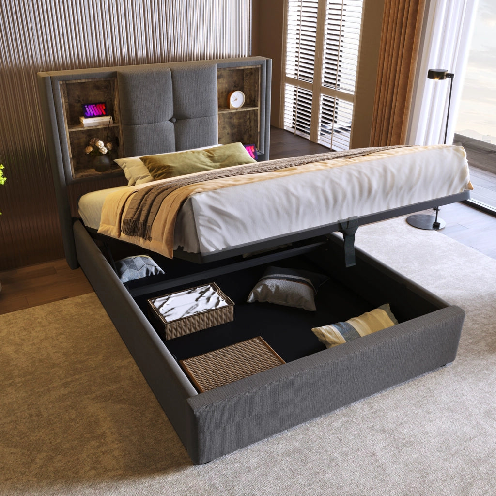 letto imbottito cotone grigio 90x200 cm