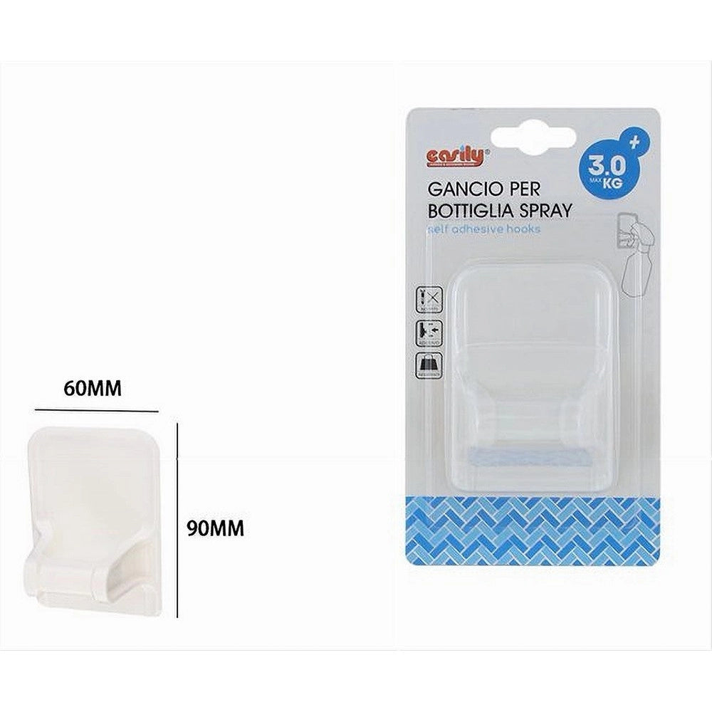 Trade Shop - Gancio Adesivo Per Flacone Spray Supporto Bottiglia Casa Bagno Cucina Parete 87366 -