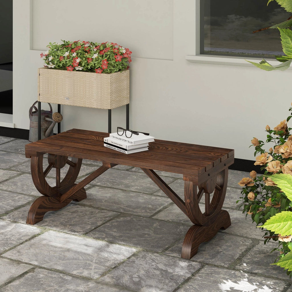 Panchina da giardino in legno naturale resistente alle intemperie; stile rustico; 98 x 50 x 39;5 cm; mobili da esterno pratici