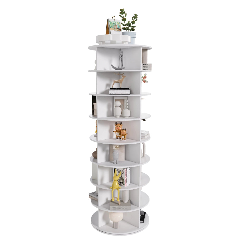 Scarpiera girevole con 8 ripiani per 32 paia di scarpe; in pvc; bianco; per ingresso; 60×60×184 cm