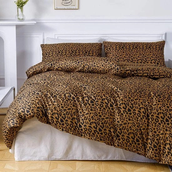 Set di coperte letto 3 pezzi 155 x 220 cm con disegno leopardino marrone giallo oro set di coperte letto a microfibra 155 220 cm a doppia faccia per uomo e ragazzo