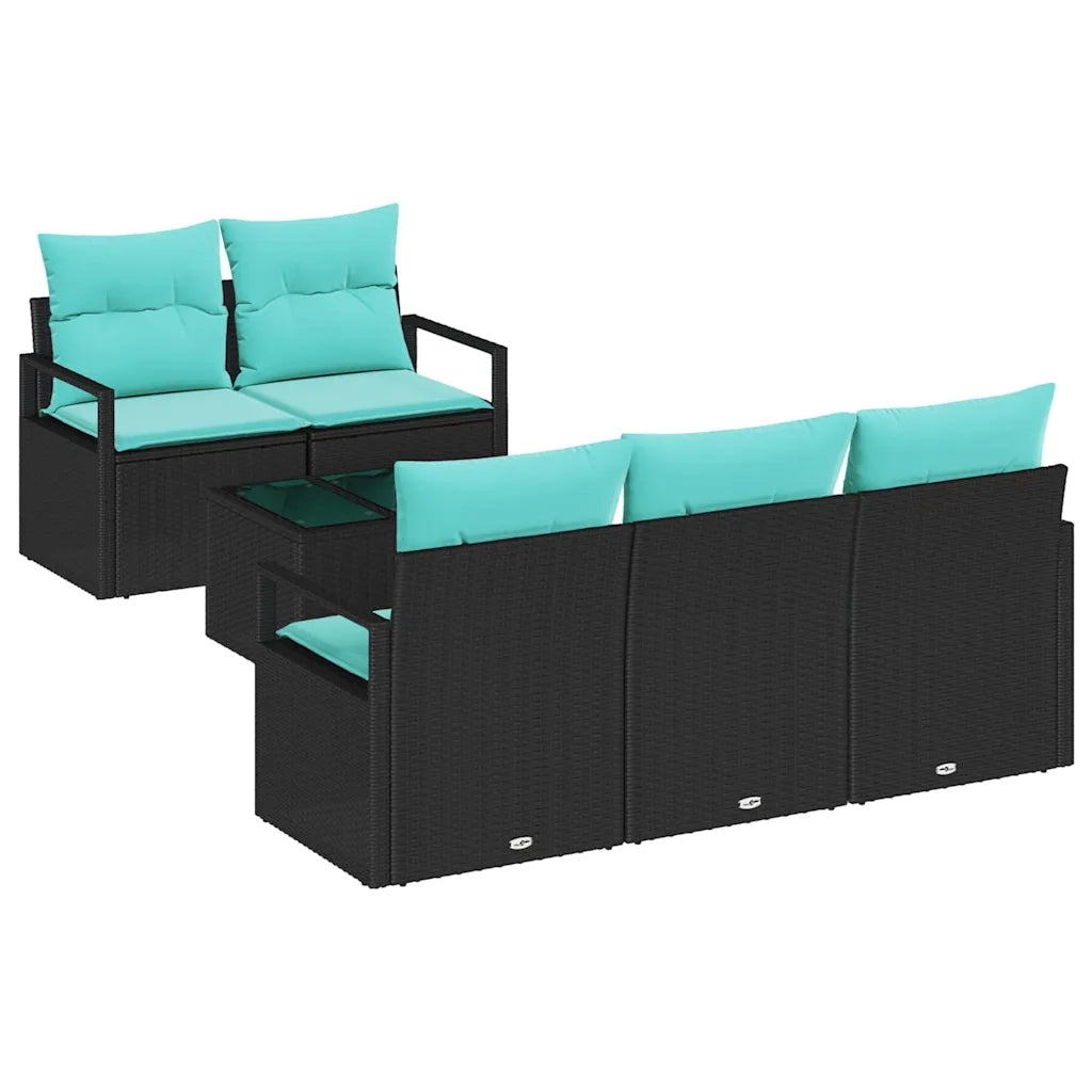 Set di divani 6 pcs Nero e Turchese polyrattan 3346266