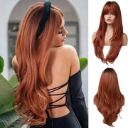 Parrucca Donna - Capelli Lunghi - Parrucca Rosso Marrone - 61 cm