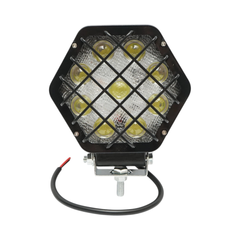 Lampada proiettore esagonale con griglia metallica nera, 9 LED, angolo di fascio 30, DC 10-80V 27W Breckner Germany