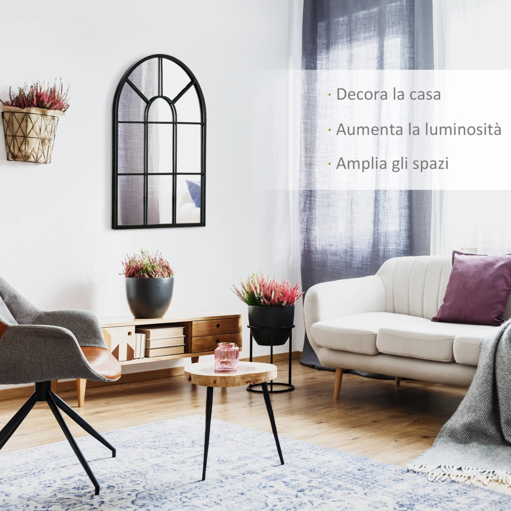 Specchio a Parete Arco ¨C Xylo ¨C Metallo Nero 70x50 cm