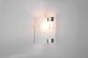 PURA APPLIQUE VETRO QUADRATA GANCI METALLO ACCIAIO 20X20CM 1 LUCE ATTACCO E27