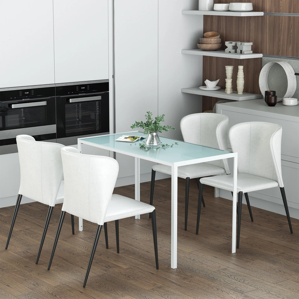 Tavolo da pranzo rettangolare allungabile 4 persone ¨C Xylo ¨C vetro temperato metallo bianco 120x60x75 cm