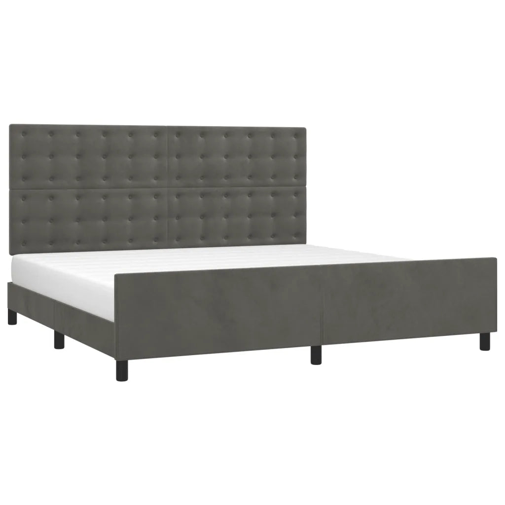Giroletto senza Materasso-Struttura Letto Grigio Scuro 200x200 cm Velluto 537973