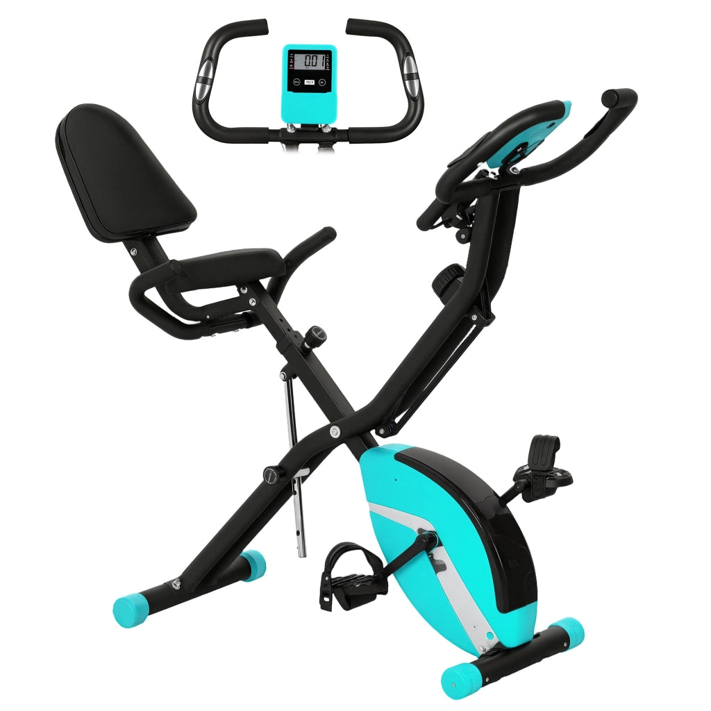 Bicicletta da Fitness Pieghevole Silenziosa con Monitor LCD ¨C Minimal ¨C Verde 43x97x109 cm