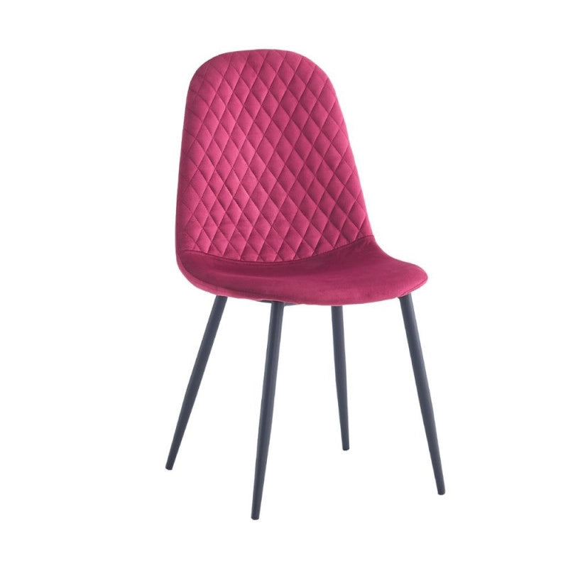 Sedia imbottita Bretta in vellutino colore rosso e gambe nere set 4 pezzi