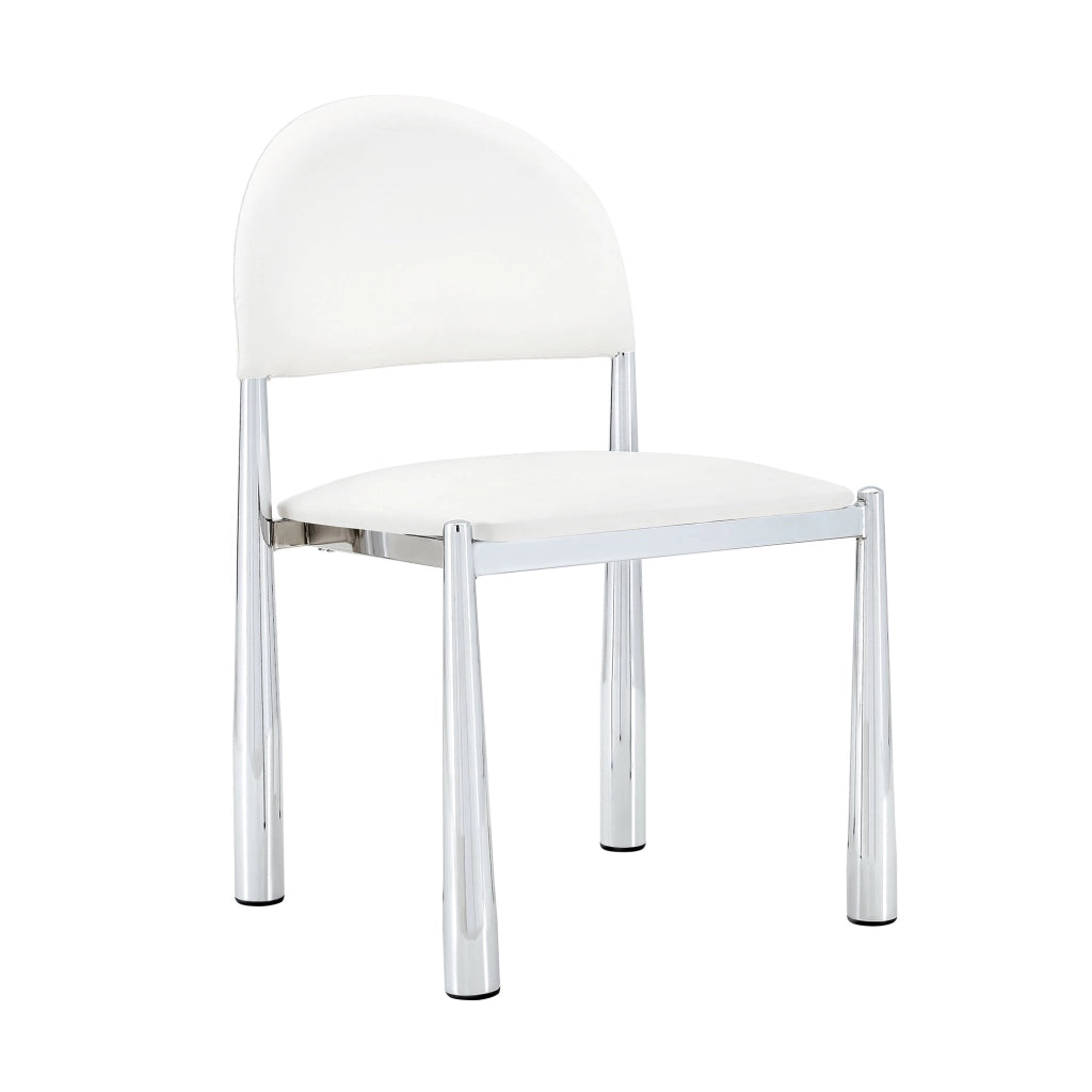 2 Sedie da Pranzo Moderne in PU Bianco, Sedie Imbottite con Schienale Semirotondo e Gambe in Metallo