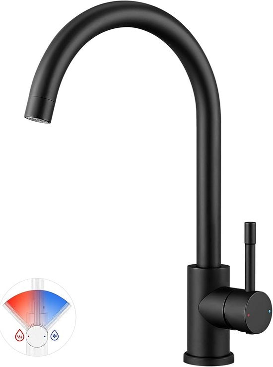 Cassa d'acqua da cucina 360° girevole con grande arco e unica leva di azionamento