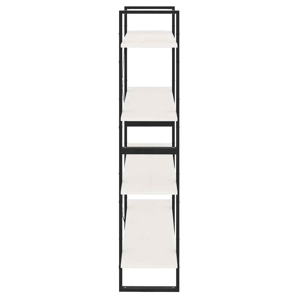 Libreria a 4 Ripiani-Scaffale per Libri-Mobile di Stoccaggio Bianca 100x30x140 cm in Massello di Pino