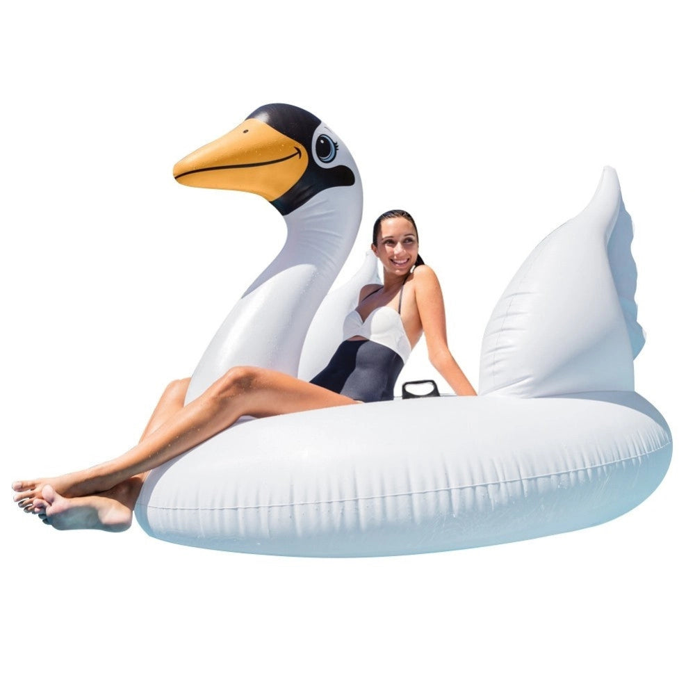 Trade Shop - Cigno Gonfiabile Gigante Isola Materassino Mare Piscina 194 X 152 X 147 Cm -