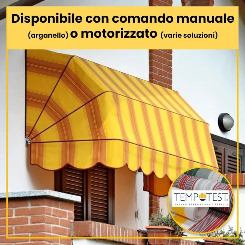 Tenda Sole Cappottina 5 Raggi, Telo PVC Verde, Larghezza 2,50 x Sporgenza 0,80, UV-Resistente, Impermeabile - Giardino, Balcone
