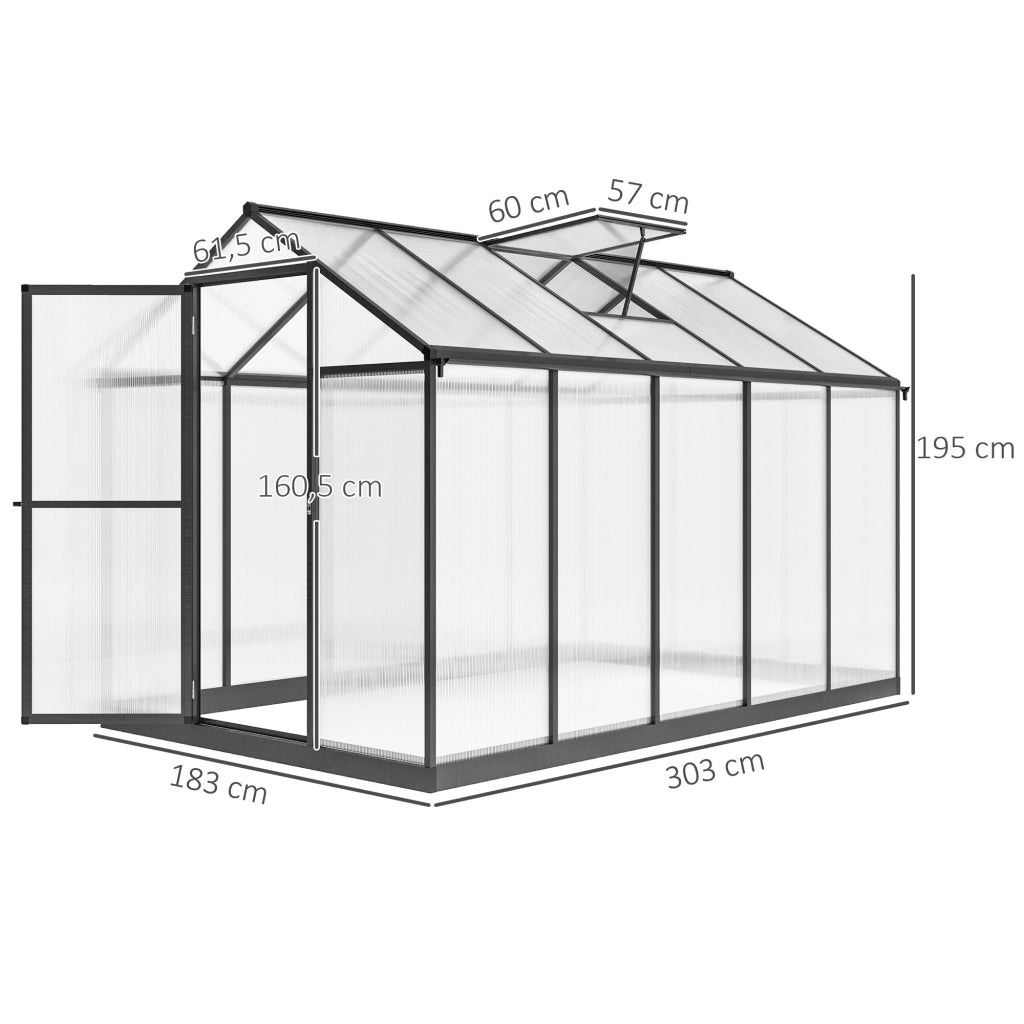Serra da giardino in alluminio e policarbonato ¨C Xylo ¨C 303x183x195cm con finestre regolabili trasparente
