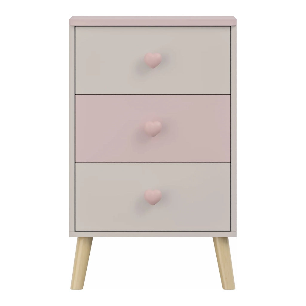 Cassettiera pratico mobile contenitore per ingresso soggiorno cameretta 62 x 38 x 30 cm bianco e rosa 03_0009310