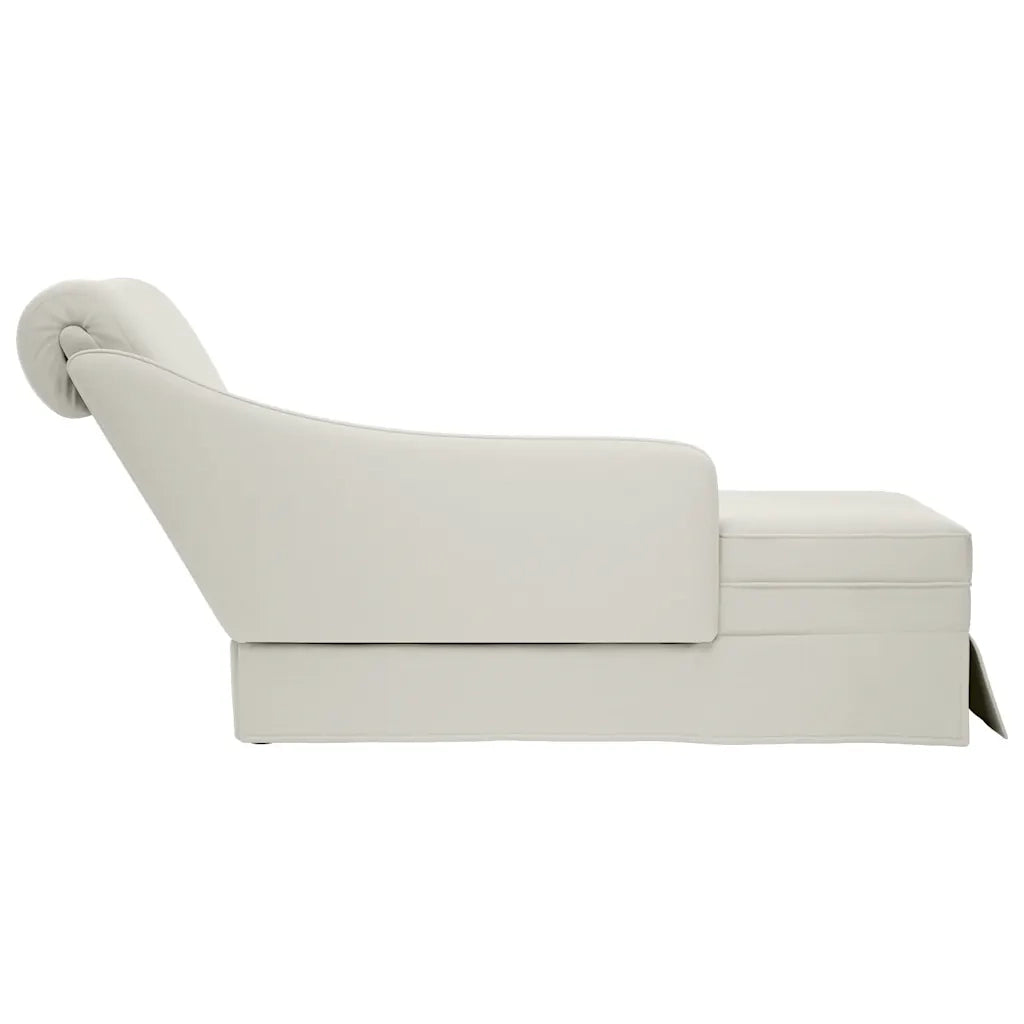 Sdraio con Capezzale e Bracciolo Destro in Velluto Crema 4009789
