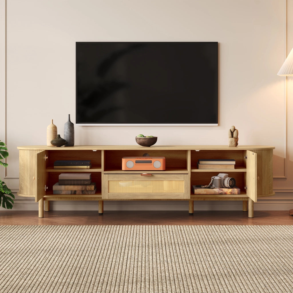 Cassettiera per TV Natural; in MDF; lunghezza 175 cm