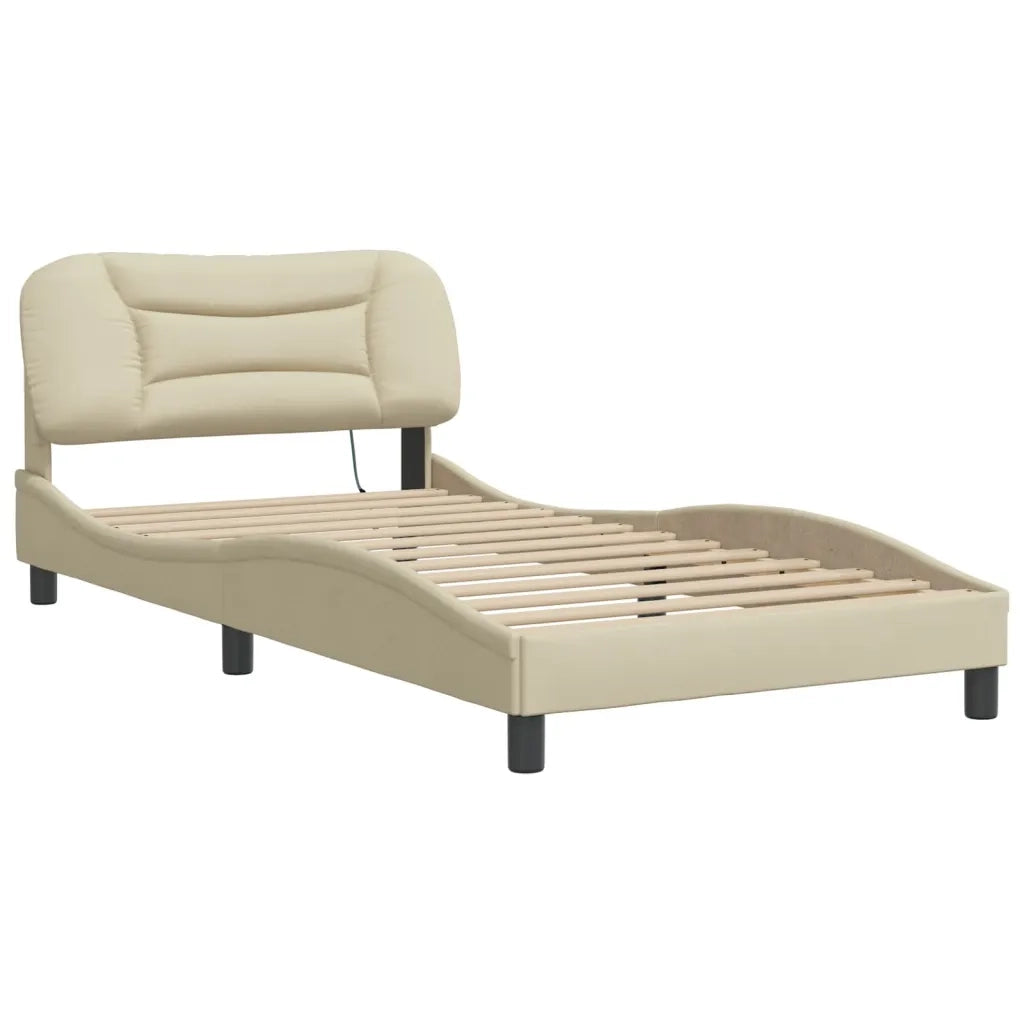 Giroletto con LED senza Materasso-Struttura Letto Hvar Crema 100x200 cm in Tessuto