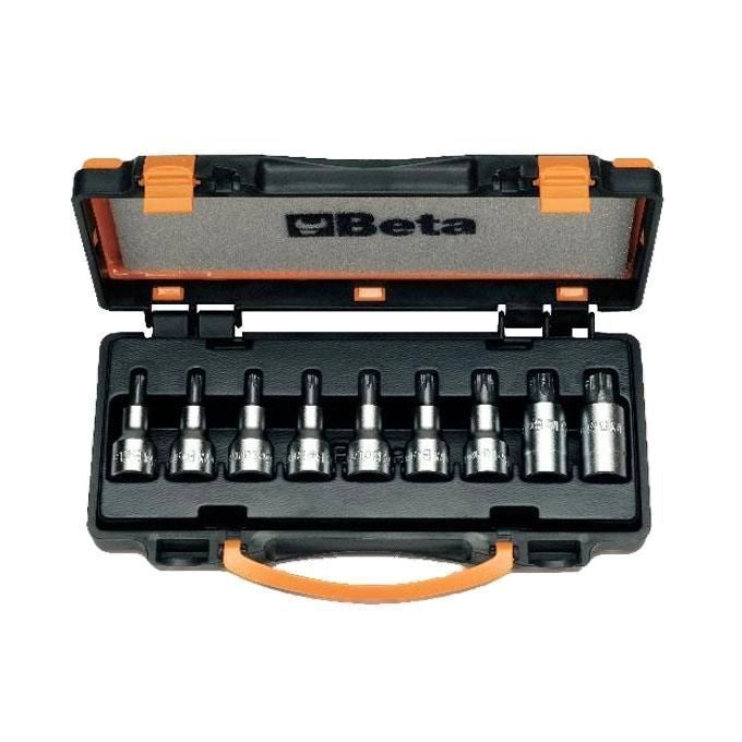 BETA 920TX-C9 Set Chiavi a Bussola Torx 1-2 Pollice 9 Pezzi T20 T60 Acciaio Cromato e Inserti Bruniti colore Nero
