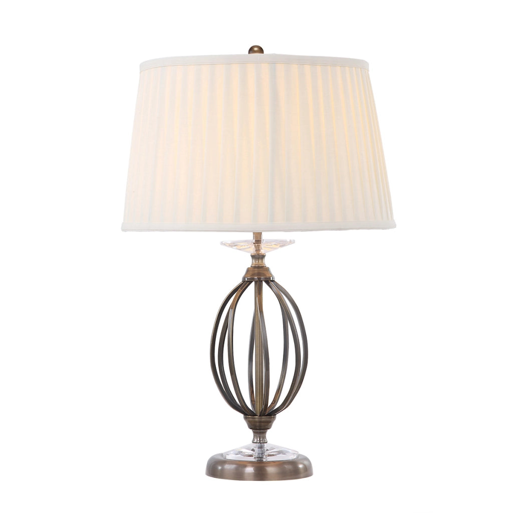 Lampada tavolo ottone anticato paralume bianco Aegean E27 Elstead