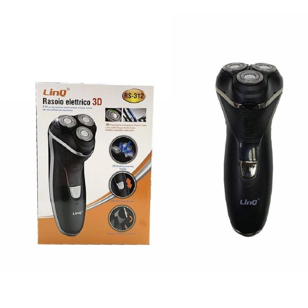 Trade Shop - Rasoio Elettrico 3d Wireless Ricaricabile 3 Testine Lame Acciaio Barba Baffi Rs-312 -