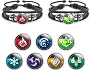 Bracciale con badge spelelemento - bracciale luminoso regolabile - Genshin Impact - regalo adatto a unisesso (incluso 7 perle di riserva)