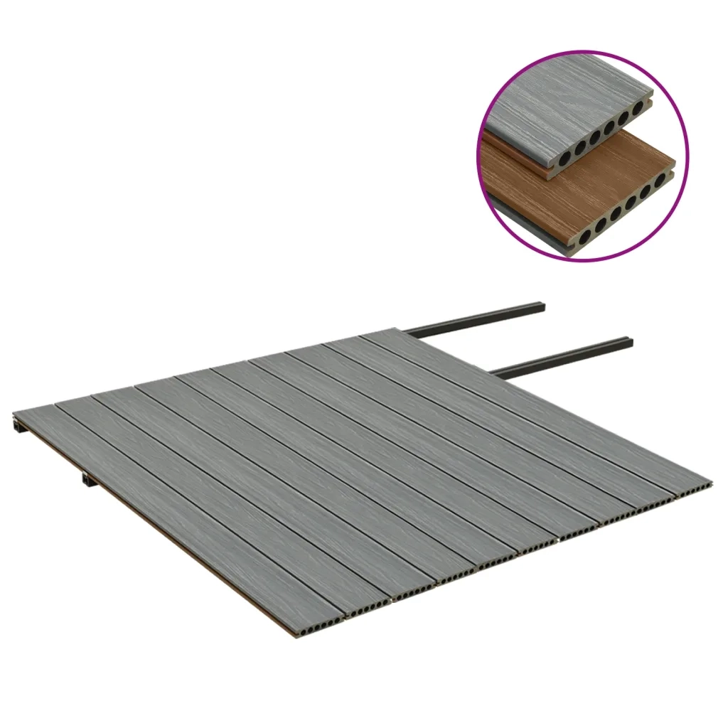 Listoni Decking WPC con Accessori Marroni e Grigi 20m² 2,2 m 3070465
