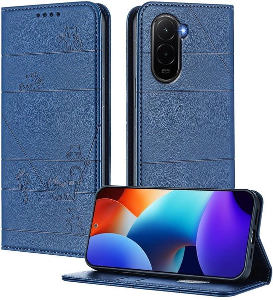 Copritelefono Premium in PU con protezione RFID per Xiaomi Poco M7 4G - Pochette - Copritelefono a schermo - Protezione shock - Chiusura magnetica