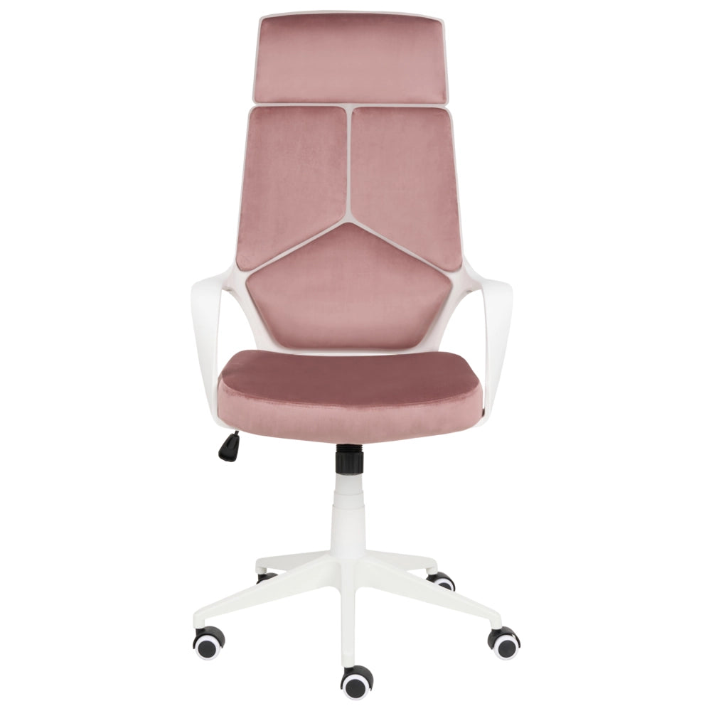 Sedia da ufficio in velluto girevole regolabile in altezza reclinabile in schiuma stampata a iniezione colore rosa pastello