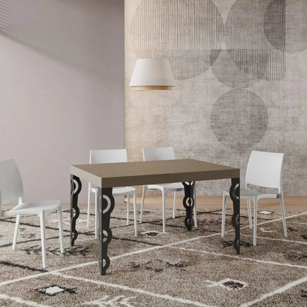 Tavolo allungabile 140/244x90 cm Karamay Premium tortora gambe antracite