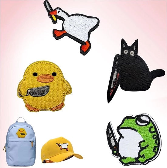 Set di patches con adesivo e forbici per personalizzare jeans, camicie e cappelli - 4 patches inclusi